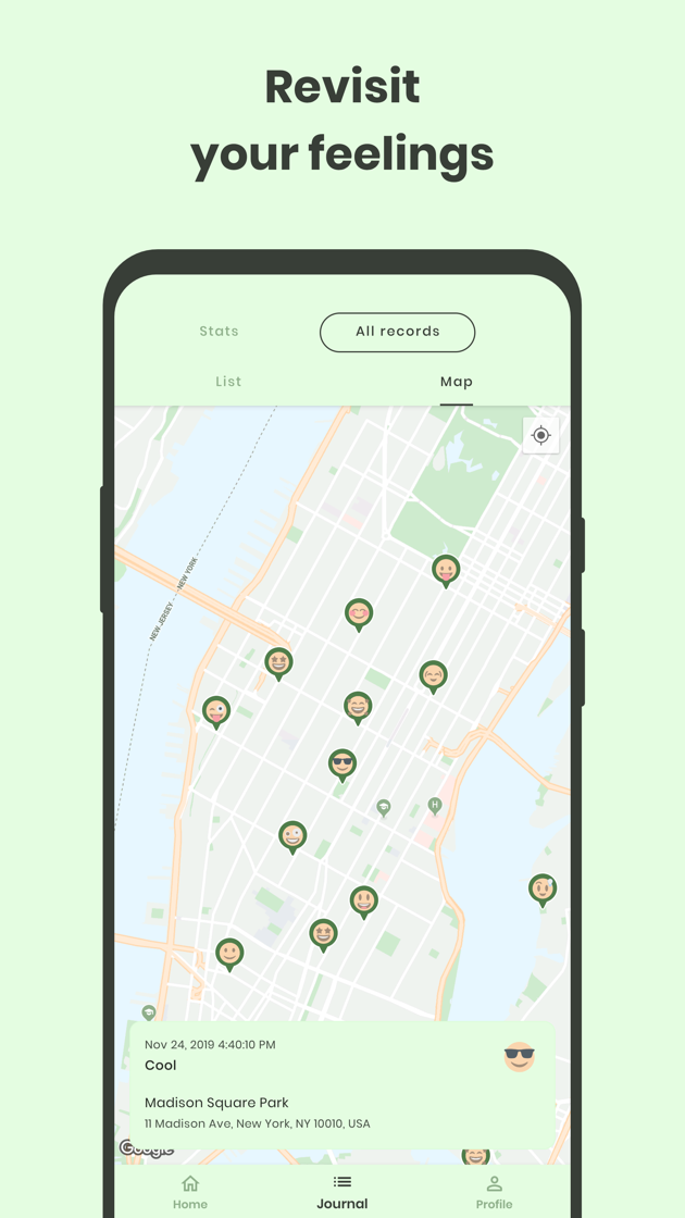 Revisit your feelings on a map
